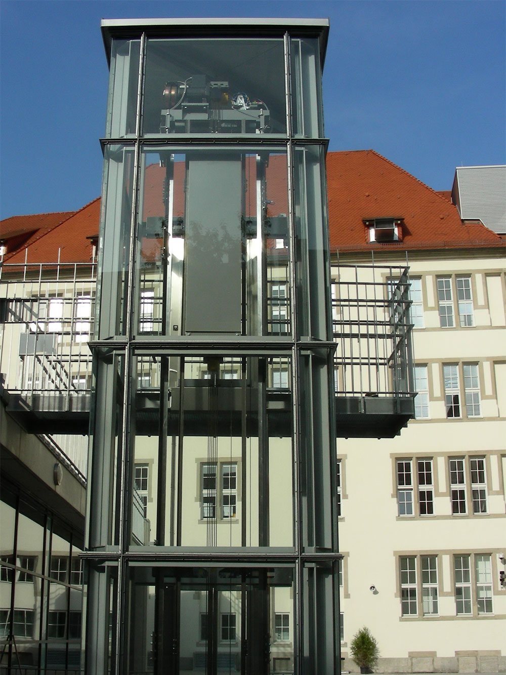 Glasaufzug in Frankfurt